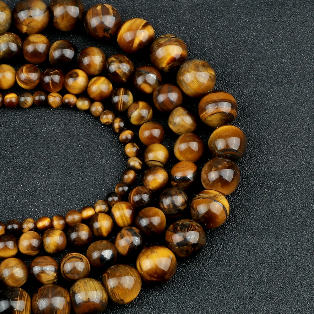 Wholesale Natural Stone Beads 4 6 8 10MM Tiger Eye Onxy Loose Stone Beads Jewelry Accessories For DIY Making Bracelet Necklace