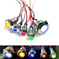 1 Uds 6mm 8mm 10mm 12mm 14mm 16mm impermeable IP67 Metal LED luz indicadora de advertencia lámpara de señal cable piloto 3V 5V 12V 24V 220V rojo