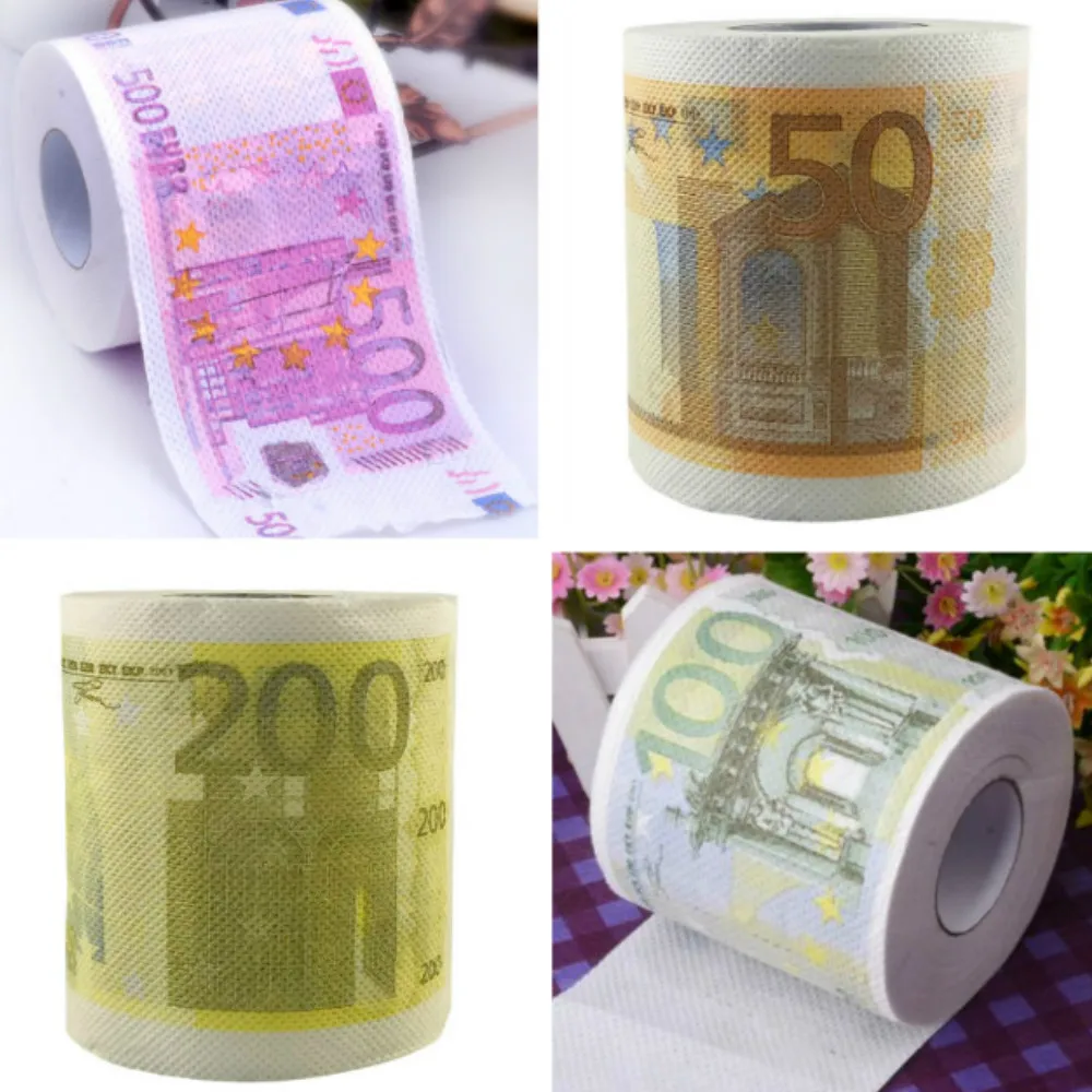 1 rollo de papel higiénico impreso con diseño de 30m y 500 euros, venta al por mayor para suministros para fiestas