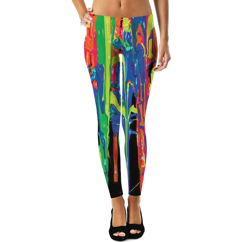 Women Leggings Fashion 3D Digital Printing Into the Rainbow/Rave Drips Leggings Sexy Elastic Female Skinny Leggings Harajuk DDK6
