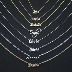 Personalized Heart Name Necklace/Custom Babygirl English Names Nameplate Chain Charm Stainless Steel Jewelry For Women Mom Gift