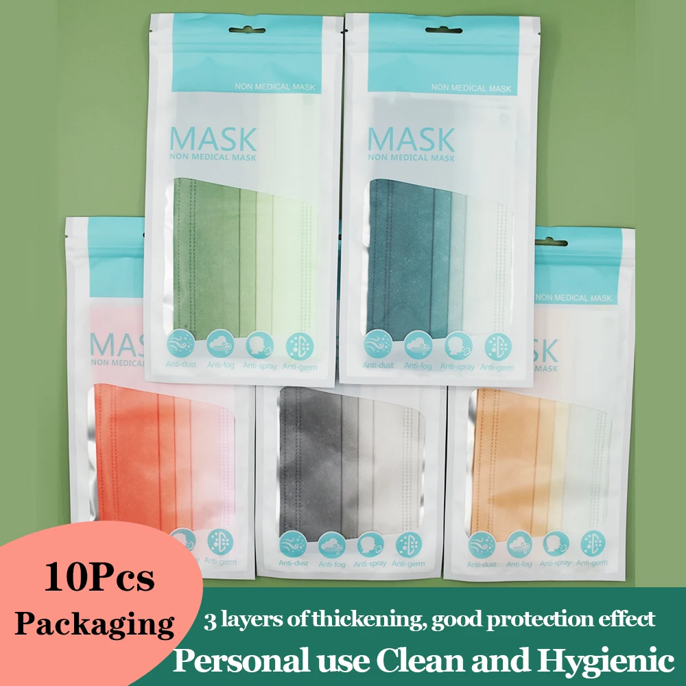 

30/50/100PCS Adult Mouth Mask Gradient Color Fashion 3-layer Thickening Mask Suitable for Men and Women's Dust-proof Eyelashes