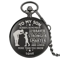 Montre de poche à affichage analogique à Quartz pour hommes et garçons, personnalisé de la série My Son, pendentif, chaîne, Fob, affichage numérique arabe, horloge