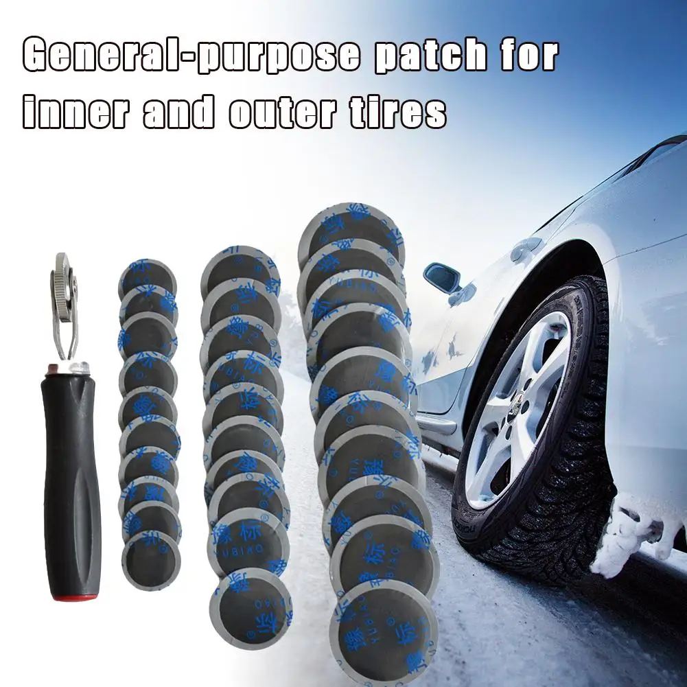 Car Tire Repair Glue Kit 32/42/58MM With Roller 30PCS Universal Car Motorcycle Tyre Tire Repair Rubber Glues Patch Tool Packet