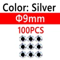 100 piezas de 9 mm plateadas