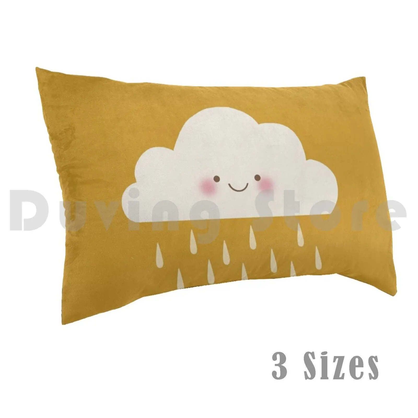 Rain 3 Pillow Case DIY 50*70 Clouds Cloud Sunny Sunshine Sun Mustard Yellow Sleep Band Sleep Happy Cute Rain