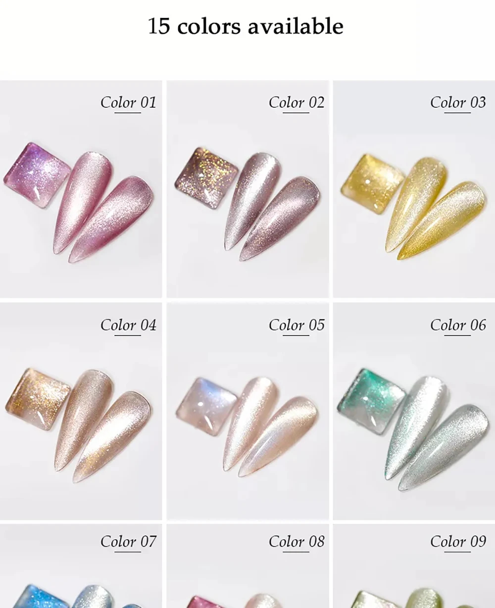 Vendeeni Glitter 9D Cat Eye Nagelgel-Lack Magnet Hybrid Laser Bunter Nagelkunst-Gel-Lack UV LED Aushärtbarer Nagelgel-Lack – Detail 5