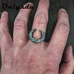 Retro Gothic Men's Calvarium Moon Ring Men Motorcycle Men Gothic Stainless Steel Biker Motorcycle jewellery Halloween Gift