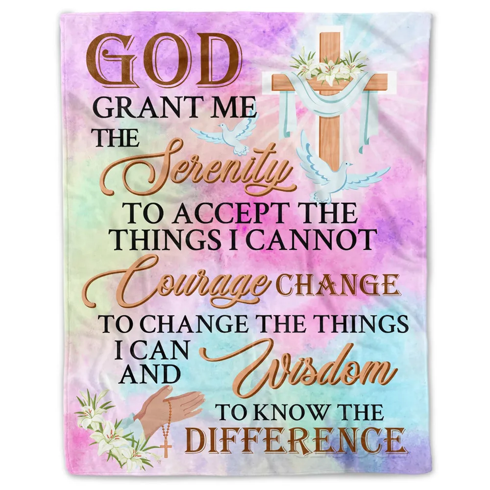 HXChristian Flannel Blankets 3D Graphic God Grant Me the Serenity Blanket Keep Warm Plush Quilts For Beds Car Sofa