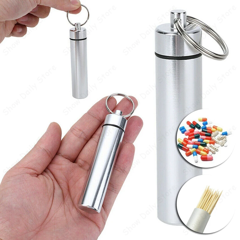 Portable Pill Box Container Mini Aluminium Pill Case Carry Bottle Case Hearing Protection Pocket Earplugs Box Keychain Outdoor