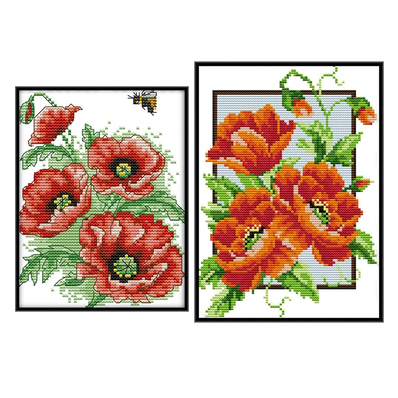 Joy Sunday poppy flowers DIY Embroidery Cross Stitch Kit flowers family decorative patterns embroidery needlewor gift to Friend