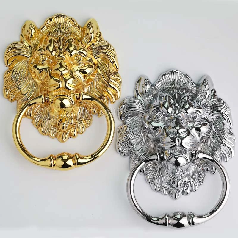 1PCS Zinc Alloy Vintage Style Lionhead Wood Door knocker Silver Golden Lionhead Sofa Wooden Chair Pull Drop Rings Handles GF141