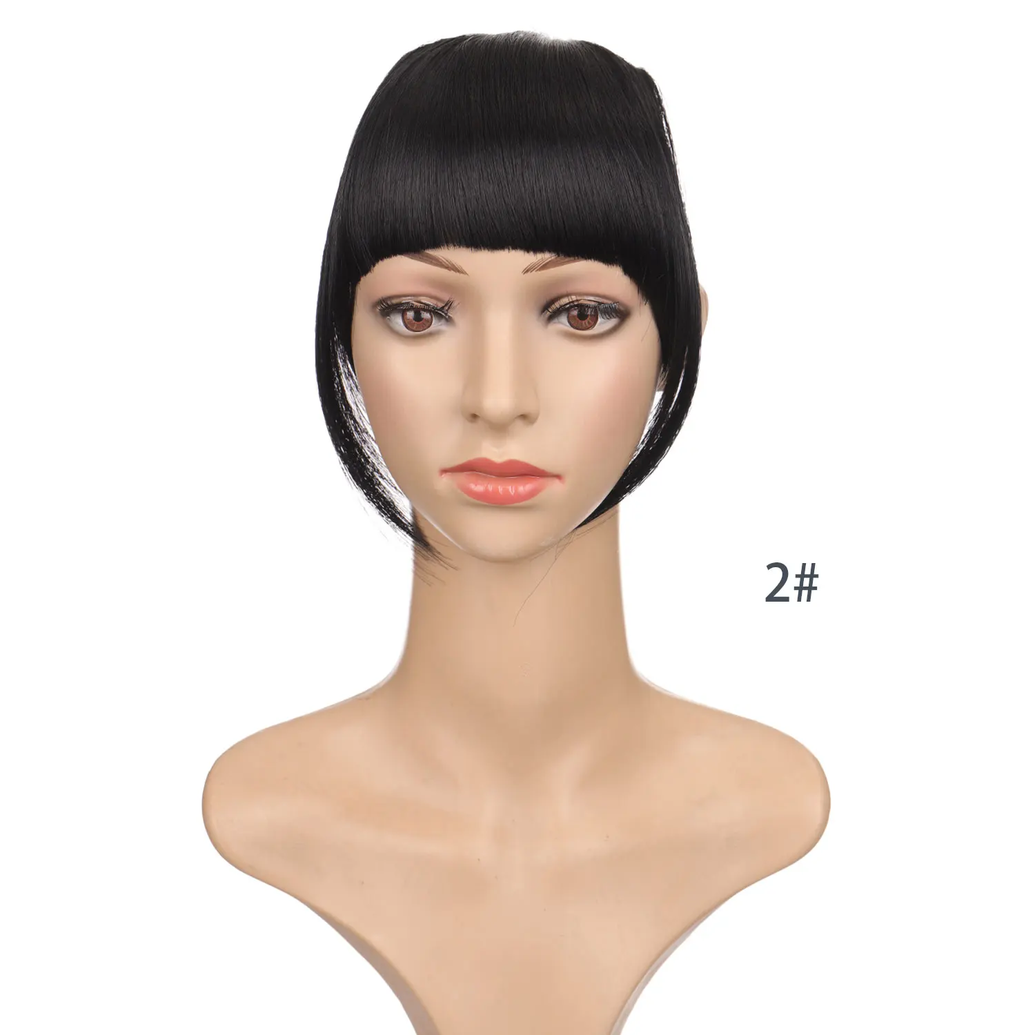 AOOSOO  Short Synthetic Bangs Heat Resistant Hairpieces Hair Women Natural Short Fake Hair Bangs Hair Clips For Extensions Black image 3