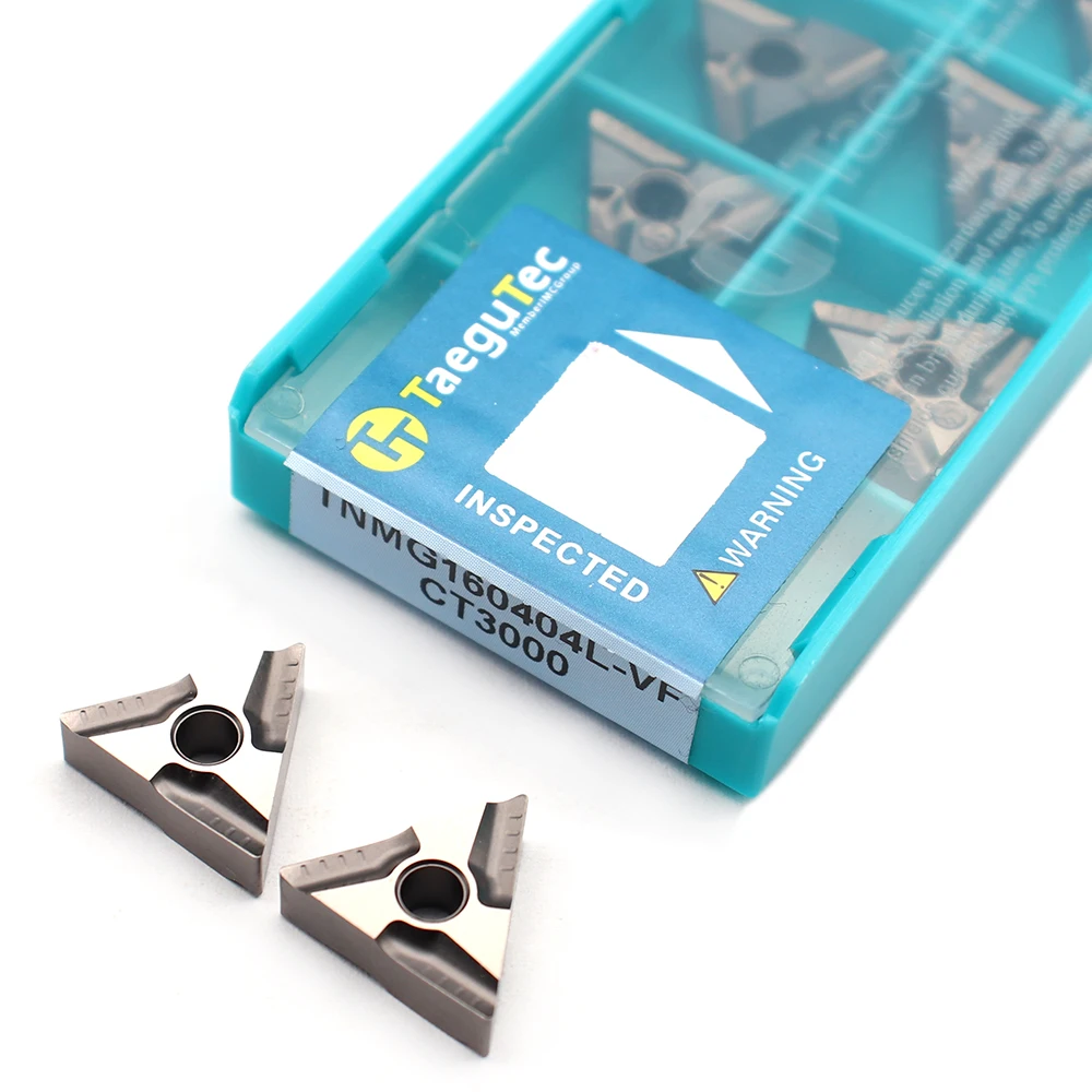 Alta Qualidade External Turning Tool, Carbide Insert, Lathe Cutter Tool, TNMG160404 L-VF CT3000, 10pcs