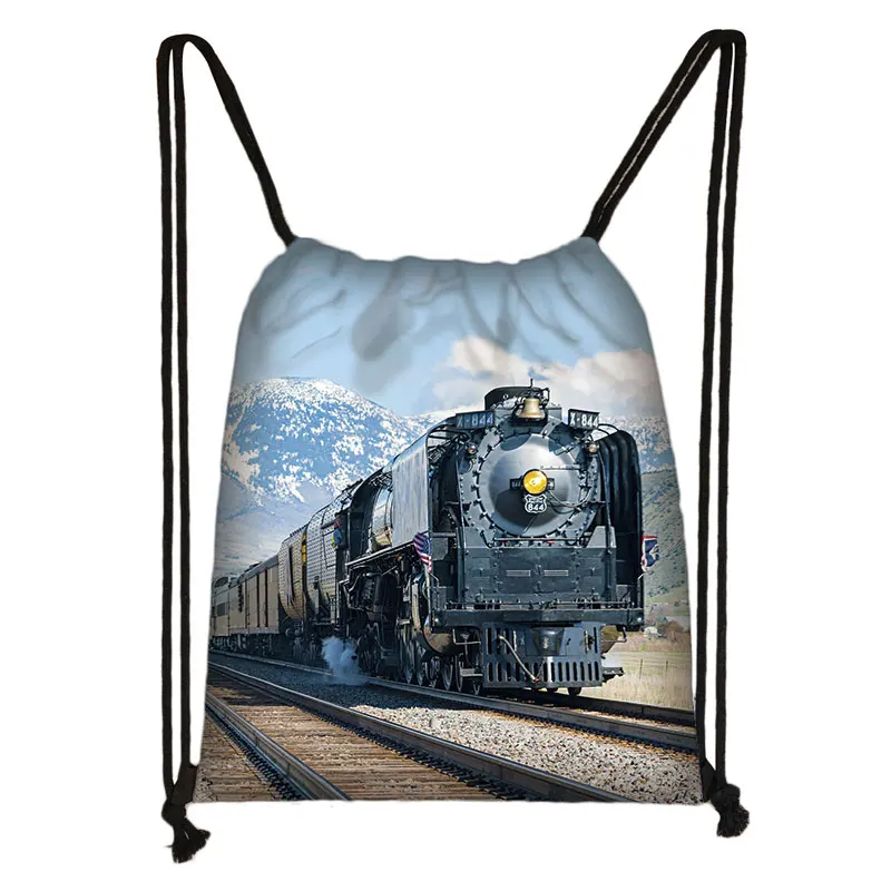 Locomotive / Steam Train Backpack Children School Bags Kids School Backpack Book Bag Boys Girls Casual Drawstring Bag