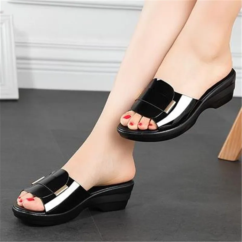 Women\'s Slippers Sandals Summer 4.5cm High Heels Women Shoes Woman Slippers Summer Sandals Casual Shoes