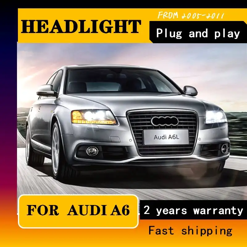 

Car Styling For A6 Headlights 2005-2011 A6L C5 C6 LED Headlight LED DRL Hid Option Bi Xenon Head Lamp Auto Car Accessories