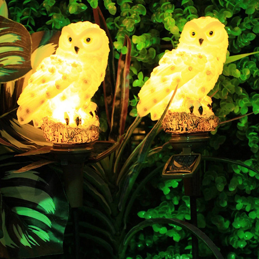 

2pcs LED Solar Porch Light Simulation Owl Lamp Outdoor Waterproof Garden Lawn Stakes Light for Home Courtyard Decoration