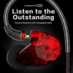 AUDIOSENSE T100 맞춤형 복합 다이어프램 다이나믹 이어폰, 6.2mm