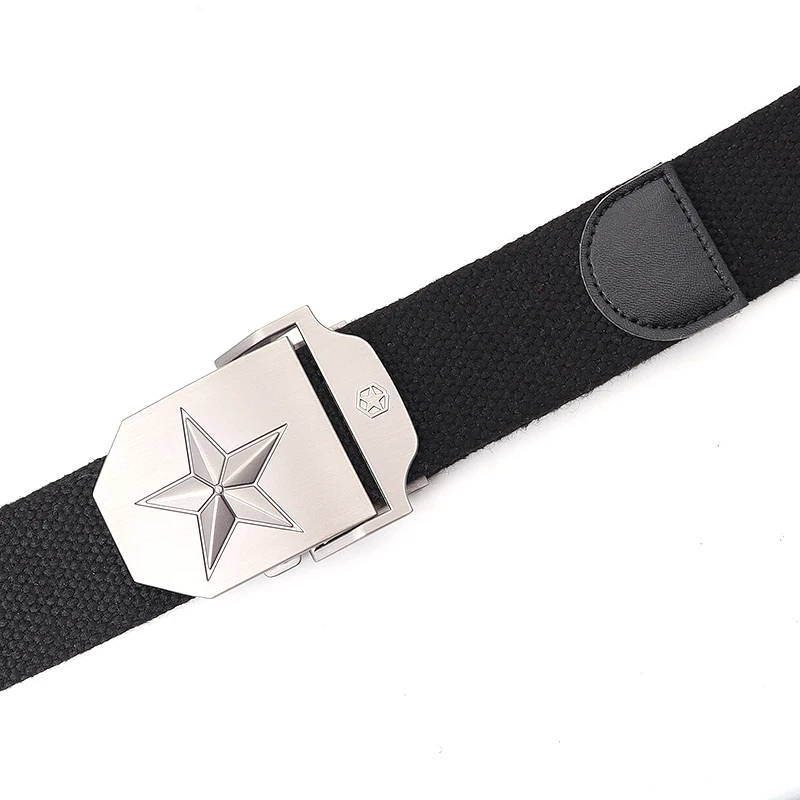 38MM Wide Canvas Military Tactical Belt Men High Quality Metal Stars Buckle Pants Accessories New Unisex Outdoor Training Belt