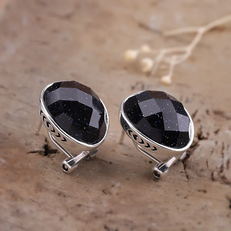 

Уродливые граненые синие песочные камни, вечернее платье, серьги, женские простые модные серьги-гвоздики с драгоценными камнями, серебро 925, Brincos E1508