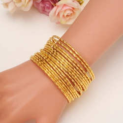 65mm 24K gold plated  Bangles Ethiopian Africa Fashion Gold Color Bangles For Women African Bride Wedding Bracelet Jewelry Gifts