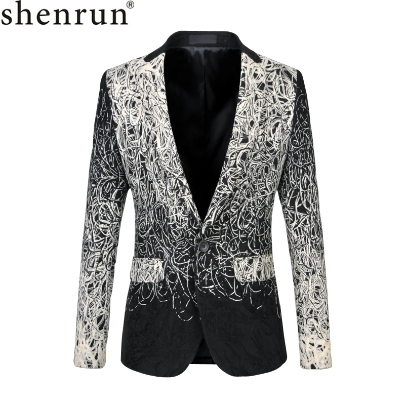 

Shenrun Men Blazer Casual Fashion Suit Jacket Unique Luxury Classic Jackets Wedding Costumes Party Prom Stage 5XL 6XL Plus Size