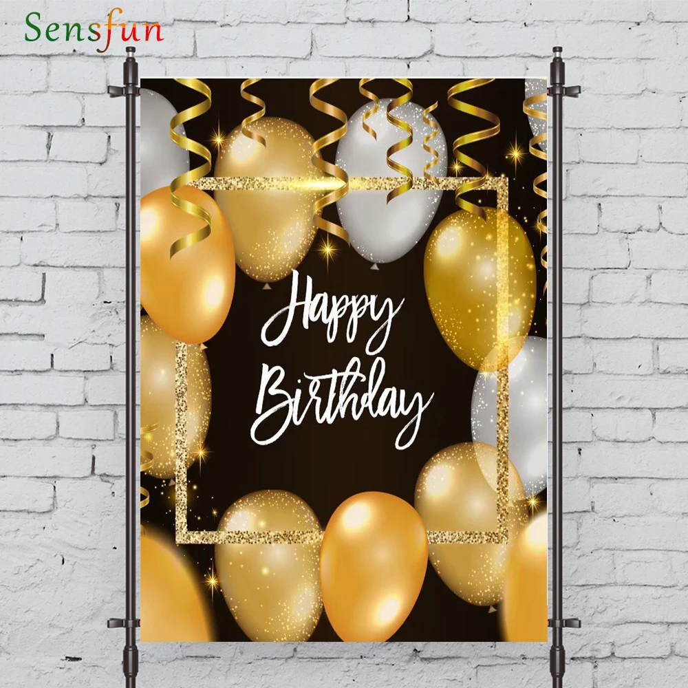 LEVOO Photophone Backdropsballoon Golden Shiny Frame Birthday Photo Studio Photocall Printed Shoot Prop Decor Fabric