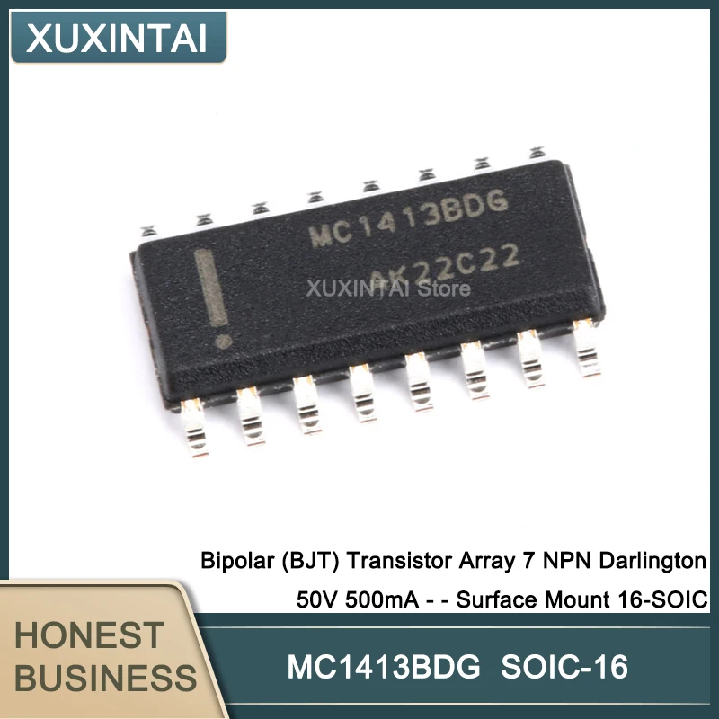 

20Pcs/Lot MC1413BDG MC1413 Bipolar (BJT) Transistor Array 7 NPN Darlington 50V 500mA - - Surface Mount 16-SOIC