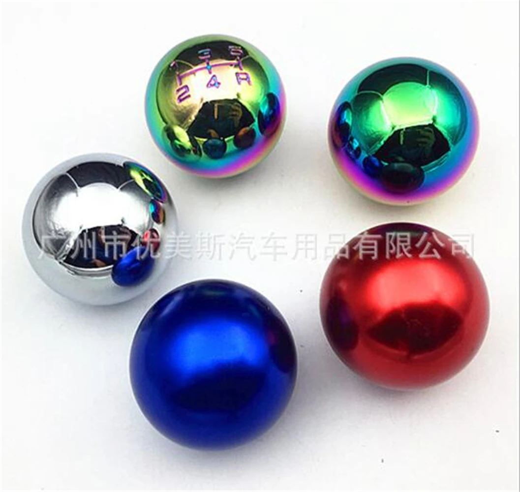 5 6 speed Universal Neo Chrome Spherical Round Aluminum Gear Shift Knob Fit For Honda Toyota Nissan Mitsubishi Ford Chevrolet