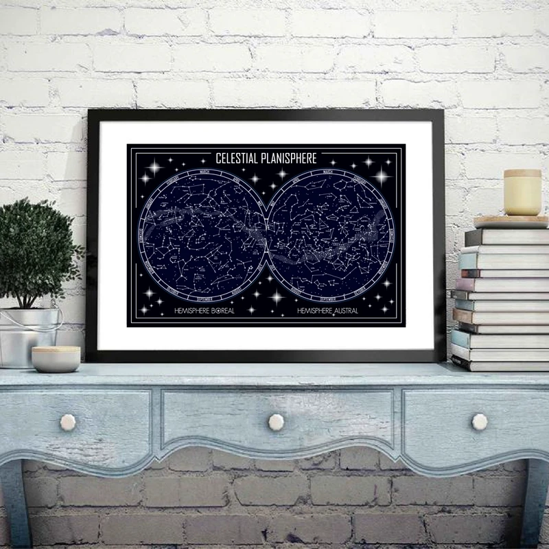 خريطة Planisphere السماوية قماش المشارك يطبع هندسية الحد الأدنى كوكبة صور فنية للجدران اللوحة ديكور جدران المنزل