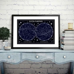 Celestial Planisphere Map Canvas Poster Prints Geometric Minimalist Constellation Wall Art Pictures Painting Home Wall Decor