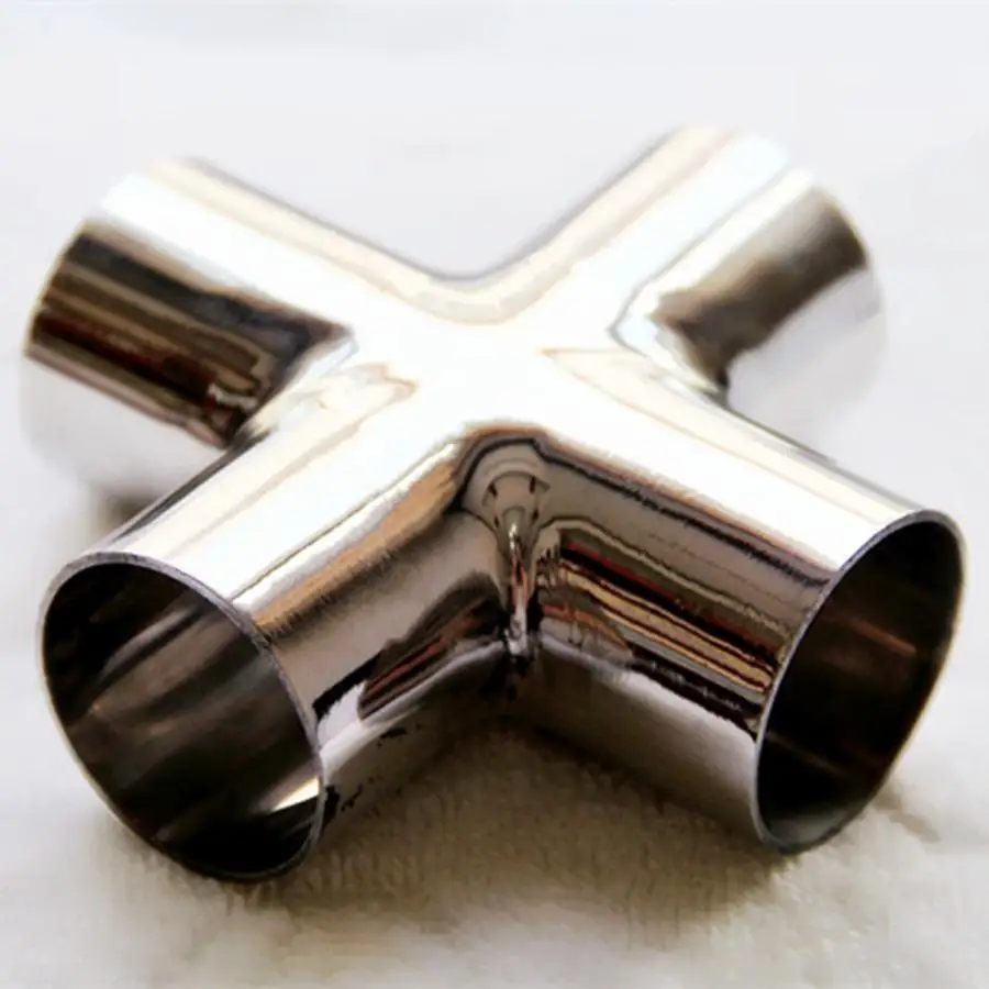 80mm Pipe OD Butt Welding Cross 4 Ways Splitter SUS 304 Stainless Steel Sanitary Fitting Spliter Homebrew Beer Wine