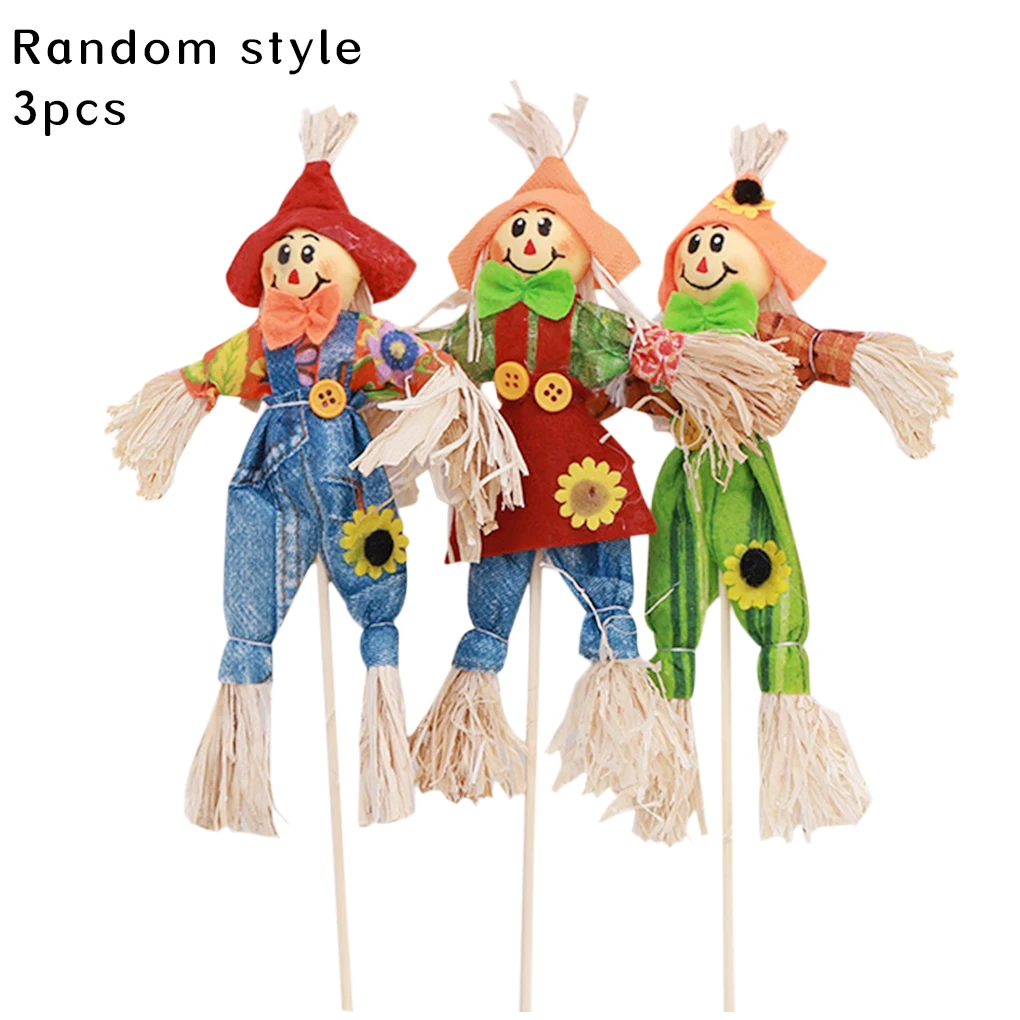 3pcs Cute idyllic scarecrow Decorations Halloween Scary Ornament Mini Animated Hanging For Bar Garden