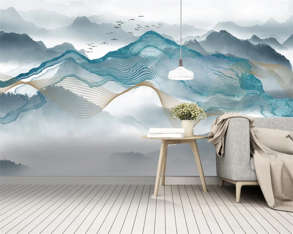 beibehang Customize new Chinese style modern new decorative painting abstract line landscape papel de parede wallpaper