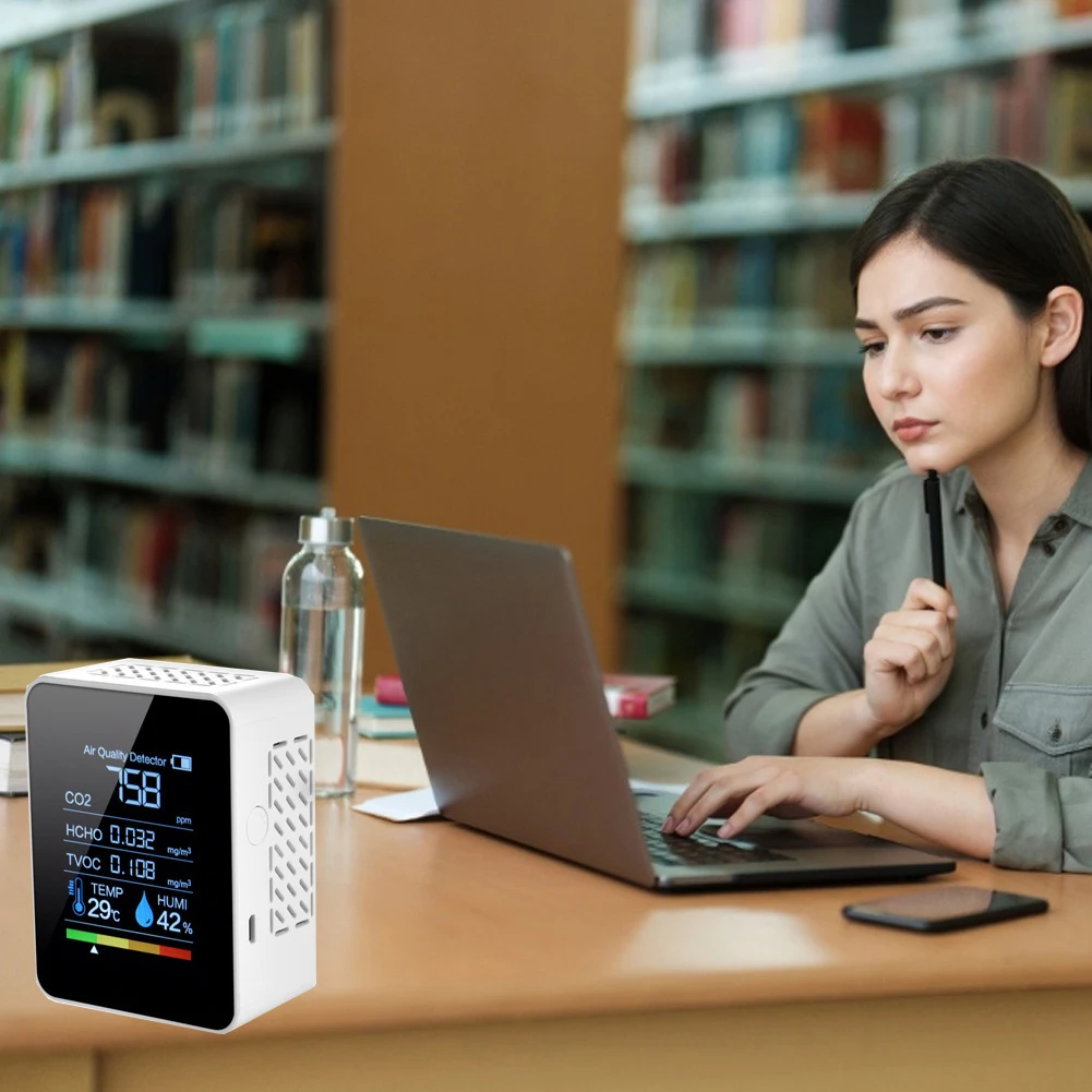 متعددة الوظائف 5 in1 CO2 متر الرقمية ثاني أكسيد الكربون USB الهواء HCHO كاشف الغاز محلل درجة الحرارة الرطوبة مراقبة الجودة