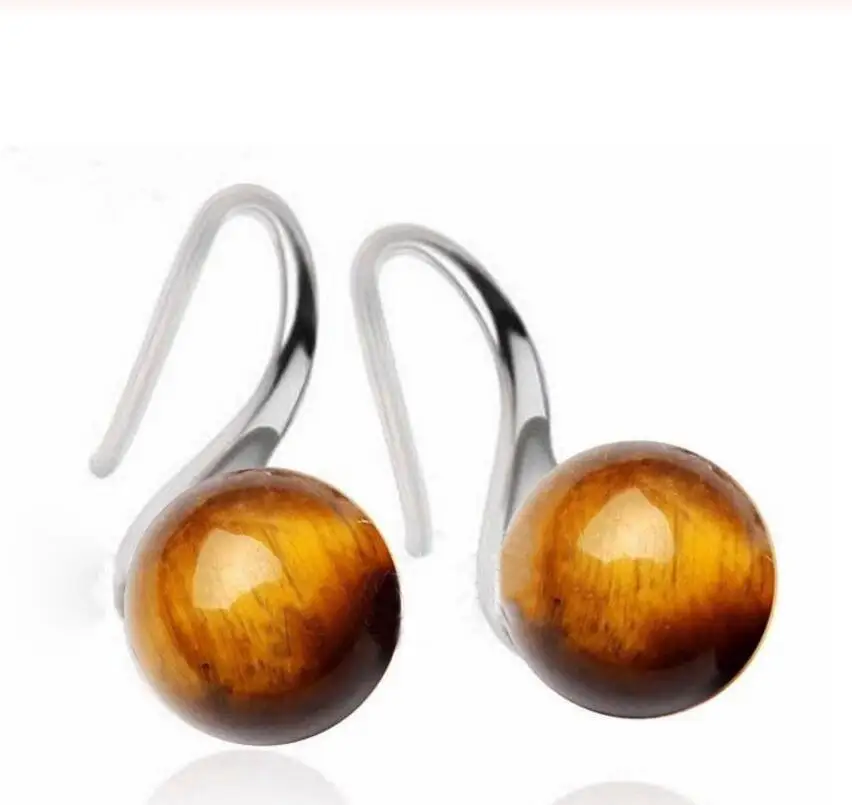 

Hot Sell NATURAL TIGER'S EYE gem SOLID STERLING SILVER EARRINGS