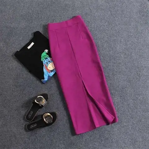 2024 summer new women's stretch slim temperament bag hip skirt ladies Knee-Length Casual Polyester Solid