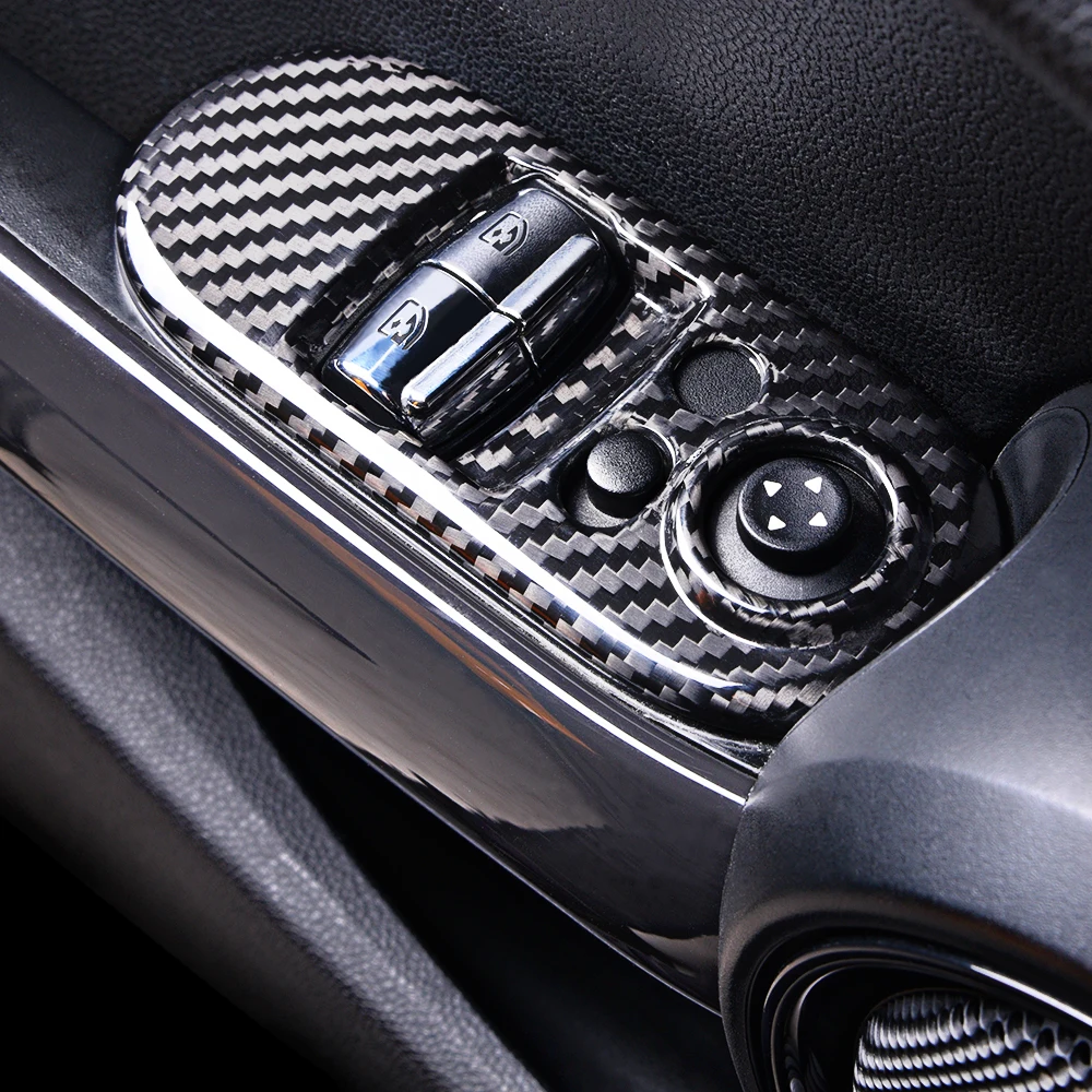 For MINI COOPER F54F55F56F60 Carbon Fiber Interior Modification Decoration Window Lifter Panel Cover Sticker