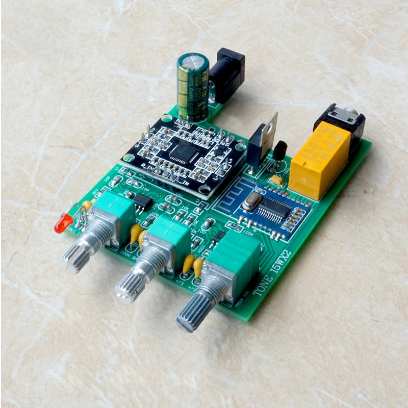 15W*2 Digital Power Amplifier DC7-15V DIY DP4 Bluetooth 4.2 Power Amplifier Board with High and Bass Adjustment Preamp