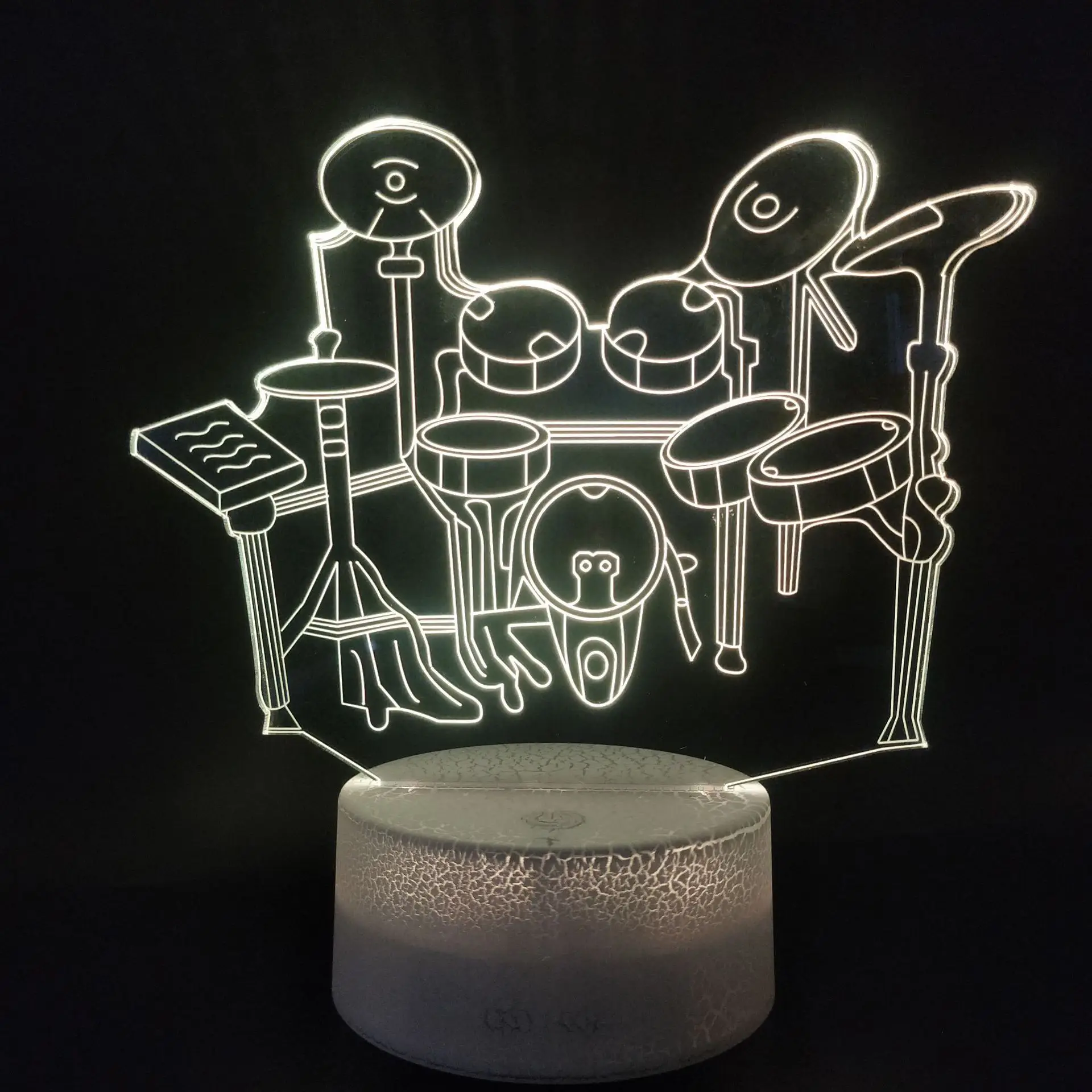 Drum kit-Lámpara de ilusión 3D, luz nocturna para regalo de Navidad al lado de la Mesa, 16 colores, cambio automático, decoración de escritorio, cumpleaños