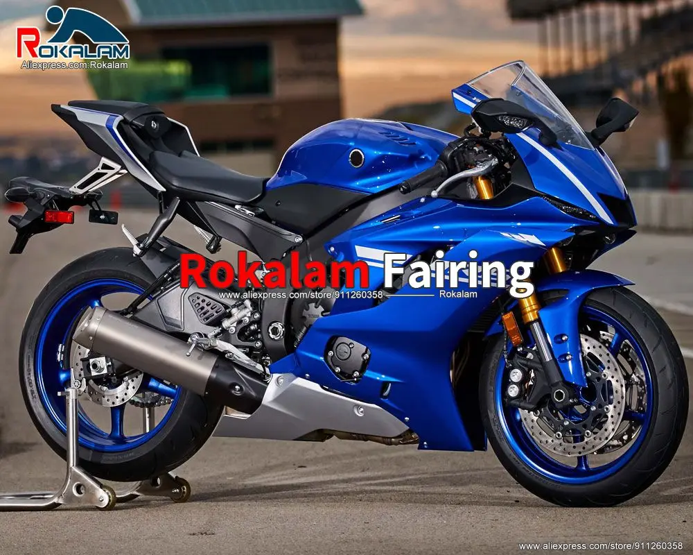 

Bodywork For Yamaha R6 YZF600 2017 2018 2019 2020 YZFR6 17 20 Blue White Motorcycle Fairing Shells (Injection Molding)