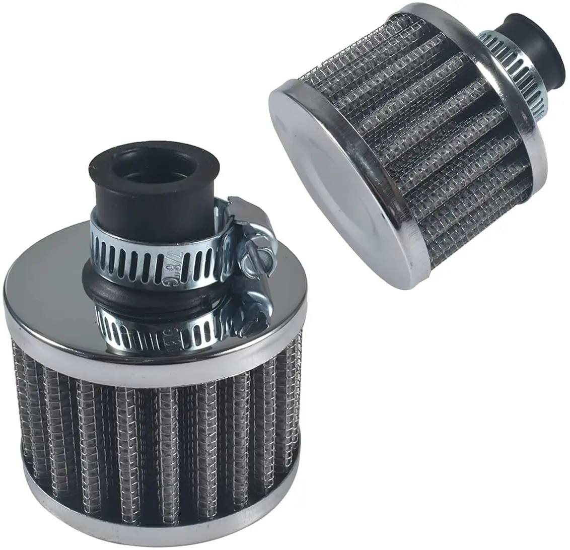 2PCS 12mm Mini Universal Sliver Motor Cone Cold Clean Air Intake Filter Turbo Vent Breather Go Kart