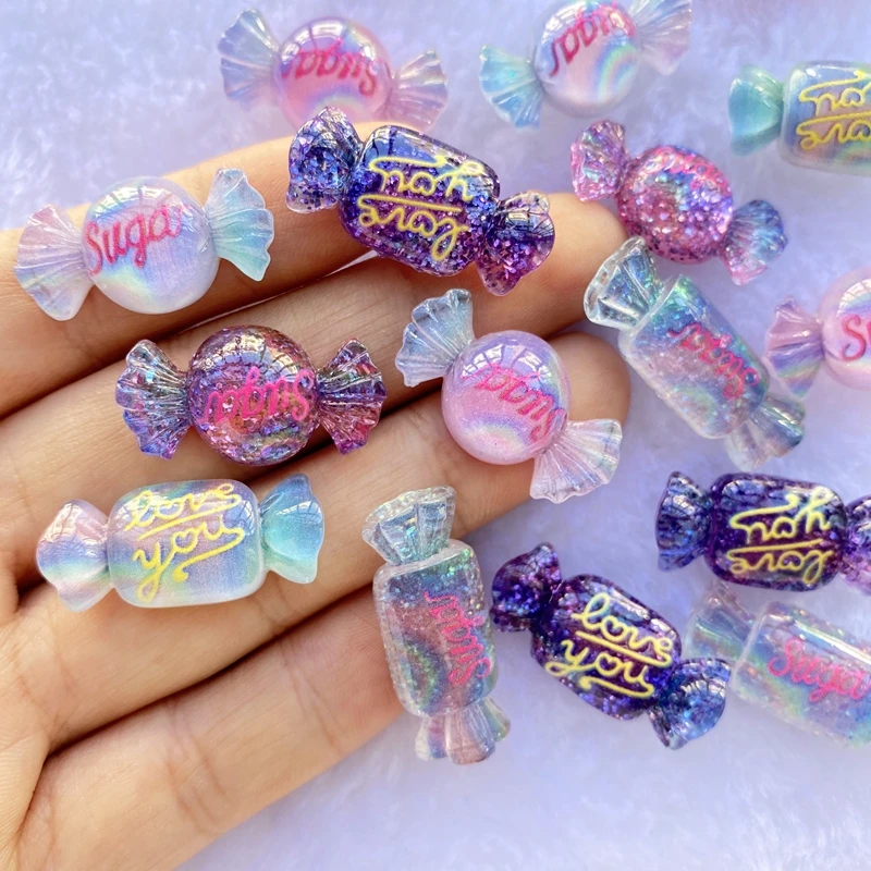 12Pcs New Cute Mini Mixed Candy 3D Resin Charms Flat Cabochons Embellishment