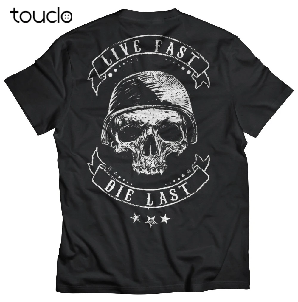 Biker Skull Live Fast Motorrad Chopper Oldschool New 2019 Cotton Short-Sleeve T-Shirt Summer Short Sleeves Cotton Custom T Shirt