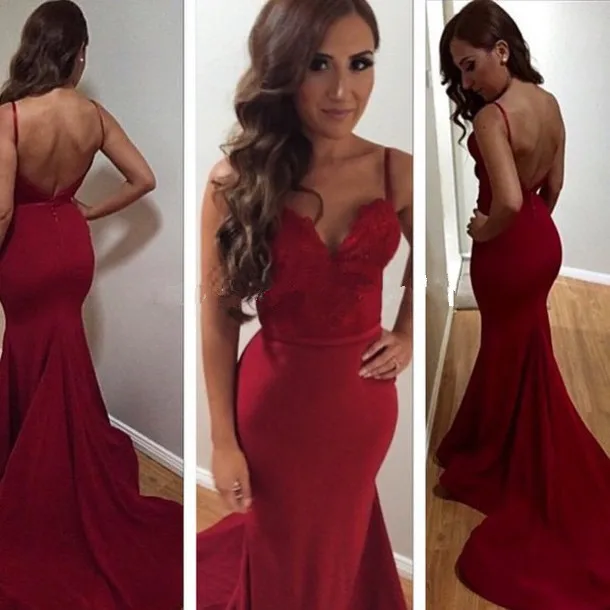 Sexy Backless Meerjungfrau Abendkleider 2016 vestidos Spaghetti-trägern Lange Zurück Prom Party Kleider Formale Kleid für Frauen