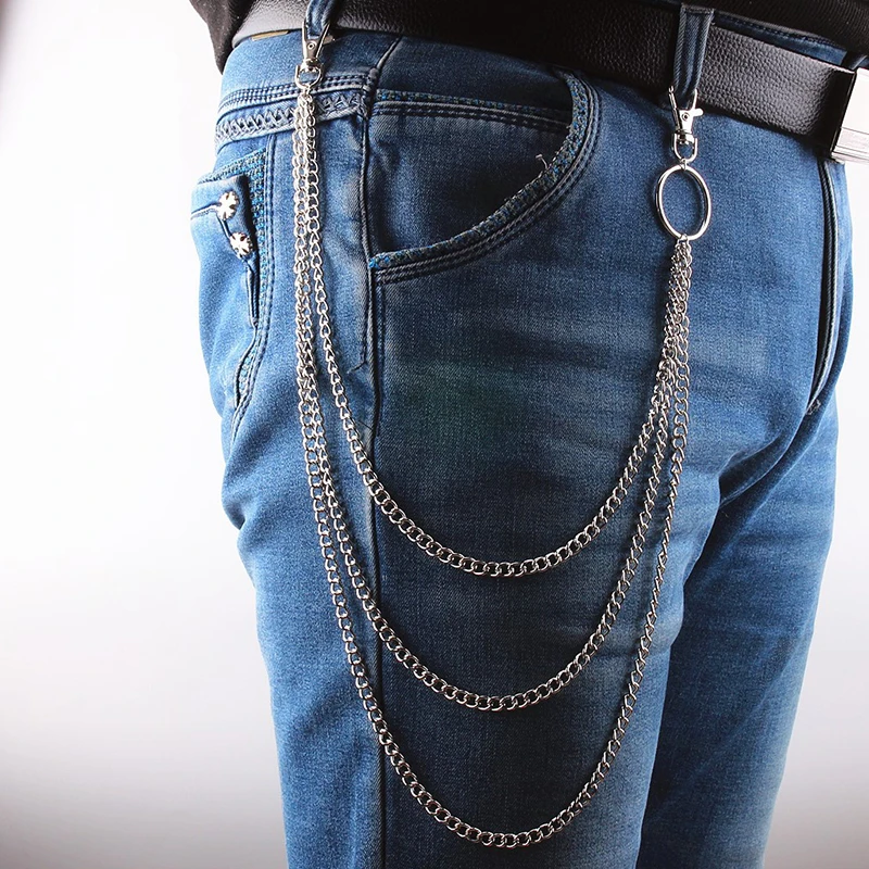 Simple Chain Keychain for Women Silver Color Punk Waist Belt Chain On The Jeans Pants Accessories Trendy Hip-hop Jewelry