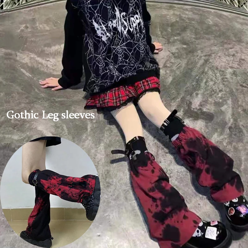 Gothic Leg Warmer JK Girl Punk Scarlet Print Leg Sleeves Summer Sun Protection Women Hip-hop Rock Socks