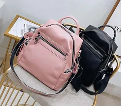 Wholesale New Fashion Solid Leather Women's Small Backpack Cute Girls Casual Double Shoulder Bags Outdoor Travel Bag