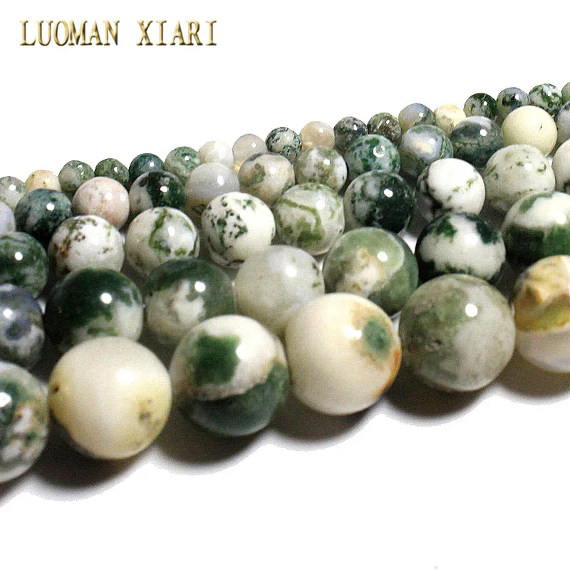 Fine AAA 100% Natural Agate Moss Round Natural Stone Beads For Jewelry Making Diy Bracelet Necklace 4mm 6mm 8mm 10mm 12mm